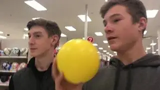 PLAYING KICKBALL WITH STRANGERS IN TARGET!! (WE GOT CAUGHT)