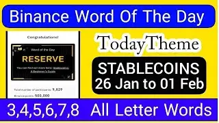 Word Of The Day Binance 26 Jan To 01 Feb 2026 | All Letters Today Binance Word Of The Day Stablecoin