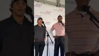 Charlie and Tiger Woods discuss their round at the PNC Championship