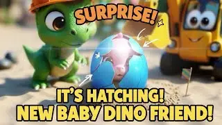 Baby Dino & Excavator Find a Surprise Egg! 🦖🚜 | Cute Dinosaur Cartoon
