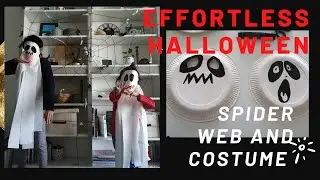 HALLOWEEN EFFORTLESS SPIDER WEB DECOR AND COSTUME (inexpensive and easy quick)
