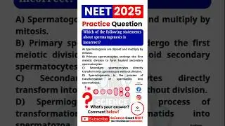 Spermatogenesis 🤯 | NEET 2025 Biology MCQ | Science Coat NEET #neet2025 #shorts #neetbiology #neet