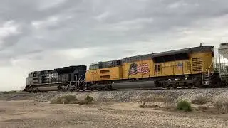UP Heritage unit 1982 leads a westbound train passing Sossaman Rd along with awesome crew