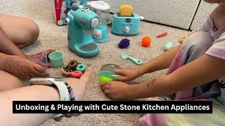 Unboxing & Testing the CUTE STONE Kids Kitchen Playset | Working Coffee Maker, Blender & Toaster!