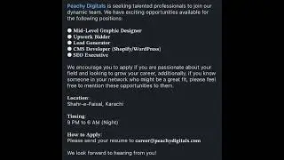 Peachy digital is hiring | Apply ASAP | Job seekers | New Opportunities