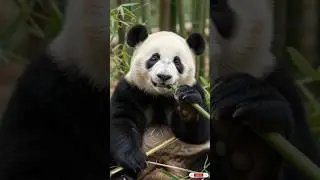 Cute panda eating bamboo #shorts #panda #animals #4k #youtube