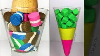 Colorful Triangles Drop Squish Kinetic Sand ASMR | up media #TriangleDrop #ColorSand #Satisfying