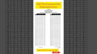LDC## Final answer key Kollam&Kannur2024exam date.17/08/2024