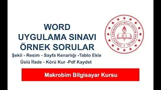 MEB İşletmenlik Sınavı WORD Uygulama Sınavı Örnek Sorular