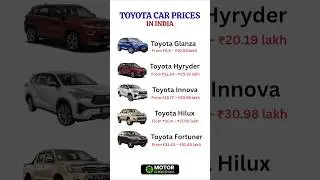 Toyota Car Prices 2025 | Latest Models & Price List | Toyota Fortuner, Innova Hycross, Glanza