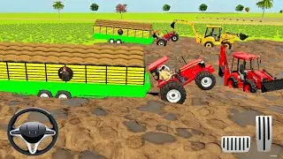 😱🙆🎮 Pull Bori loaded Big trolleys by tractors and JCB 🥰🚜 #tractorgame #androidgames #gamingvideo 