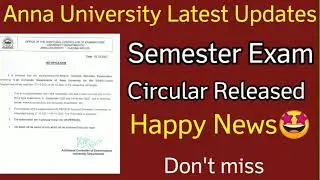 Anna University Latest News today|Happy News|End semester chance, don't miss.