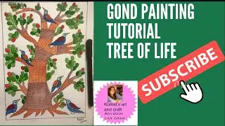 Gond painting tutorial - tree of life - Gond art for beginners