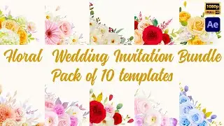 Floral Wedding Invitation Bundle &ndash; Pack of 10 templates #weddinginvitation #weddingvideo #wedding