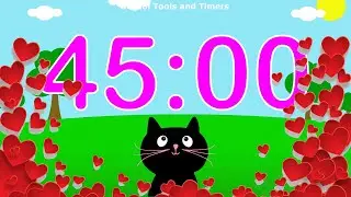 45 Minute 💗 Valentine's Day Cat Countdown Timer - Cute!