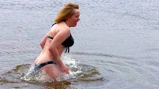 Bathing in ice water, beautiful women taking a cold bath #65