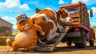 Funny Farm Animals for Kids | Cat & Cow Cartoon