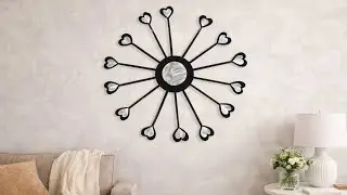 Handmade Heart Burst Wall Decoration | Modern DIY Wall Art | Black & Silver Heart Design