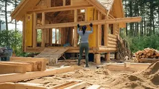 Building the Most Beautiful House | Young Woman Turns Logs into Wooden Villa