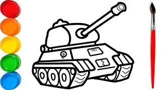 How to Draw, Paint and Color a Battle Tank for Beginners and Toddlers Step by Step