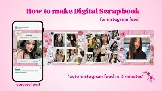 EASY Digital Scrapbook Carousel for Instagram post | *FREE Template*🎀🩷