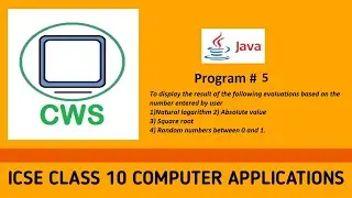 Program#5 To display  1)Natural logarithm 2) Absolute value3) Square root4) Random numbers.