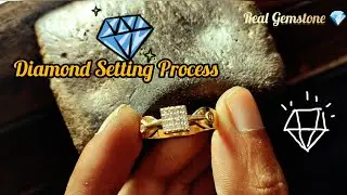 Diamond Setting Process in Gold Ring | Pure Hand Work 🖐️💍#gold #jewellery 