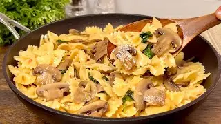 Готово за 20 минут! Вкусная паста с грибами. Быстро, просто и невероятно вкусно! На ужин!