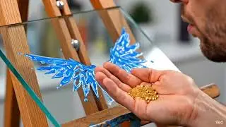 Blowing GOLD DUST on Glass (Most Satisfying Art Ever?) ASMR