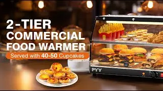 PYY Pizza Warmer Countertop 2-Tier with LED Lighting