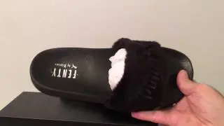 Rihanna Puma Leadcat Fenty Black Fur Slides