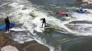 River Point Drone Practice - River Surfing - Freestyle Kayaking