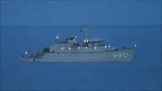 Tripartite-class minehunter searches Dorset Coast for Russian mines