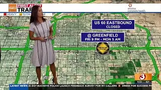 Part of US 60 to shut down for weekend construction