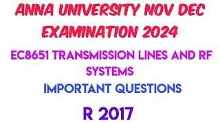 EC8651 transmission lines and rf systems important questions | nov dec 2024 | r2017