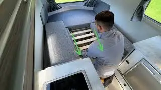 The seating area & bed - Go-Pods Micro Tourer Caravans - www.Go-Pods.co.uk