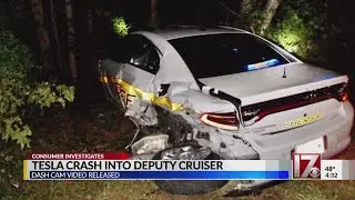 Dashcam video shows aftermath of Tesla plowing into Nash County deputy&rsquo;s cruiser