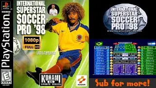 International Superstar Soccer Pro '98: Brazil vs Argentina -FULL HD Gameplay on PS1 (PlayStation 1)