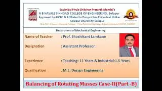 KTOM : BALANCING (04) Theory - Balancing of Rotating Masses Case-II (Part-B)