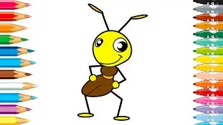How to draw an ANT for kids / Coloring step by step / Как нарисовать МУРАВЬЯ для детей / Раскраска