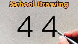 How to draw school from number 44 | Easy school Drawing for beginners...number drawing