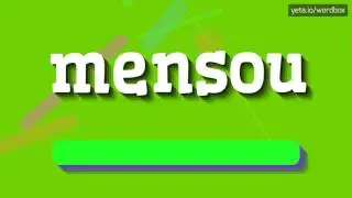 MENSOU - HOW TO PRONOUNCE IT!?