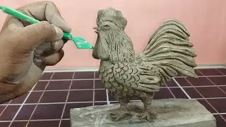 Clay bird making | clay rooster | 🐓🐓 | how to make a rooster sculpture #rooster #claybird #clayart