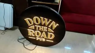 acp panel round acrylic led sign board, down the road pub acp acrylic LED sign board