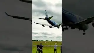 LOW Boeing 747 Landing Over Plane Spotters At Birmingham Airport #shorts #boeing #aviation #youtube