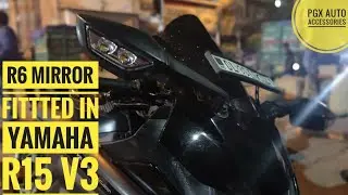 yamaha R6 mirror installed in yamaha R15 V3||PGXAUTOACCESSORIES||