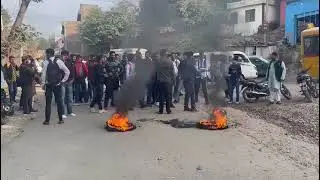 Students protest against worst condition of BGSB University road in Rajouri