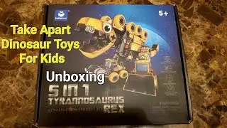 Unboxing 5 in 1 TRex Construction Vehicle Set || Take Apart Dinosaur Toys For Kids