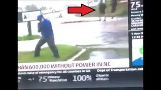 News Reporter caught faking being blown by wind during Hurricane Florence Live Coverage 9-14-18
