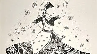 How to draw Traditional Dancing girl Mandala Art for Beginners |  Easy Mandala Drawing | StepbyStep💃